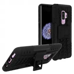 Avizar Funda de Silicona Reforzada con Soporte Negra para Samsung Galaxy S9 Plus