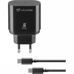 Cargador - CellularLine ACHSMKITC2CPD25WK, USB-C, Universal, 0.10 m, Negro