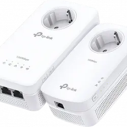 Kit adaptadores PLC - TP-Link TL-WPA8631P, 2 unidades, Powerline AV1300, Doble Banda, 3 Puertos, Blanco