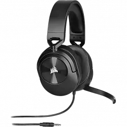 Auriculares gaming - Corsair HS55, Con Cable, Multiplataforma, Micrófono Omnidireccional, Negro