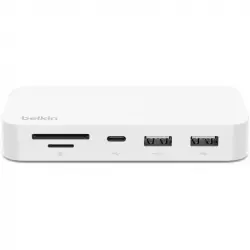 Belkin Connect Hub USB-C Multipuerto 6 en 1 con Soporte de Montaje Lector MicroSD/SD USB/USB-C Gigabit