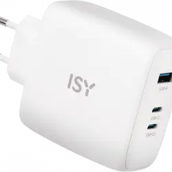 Cargador - ISY IAC 5100, Universal, 100 W, Tecnología GaN, Cable USB-C incluido, Blanco