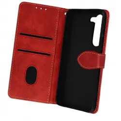 Funda Para Samsung S23 Tarjetero Soporte Diseño Bicolor Rojo / Negro