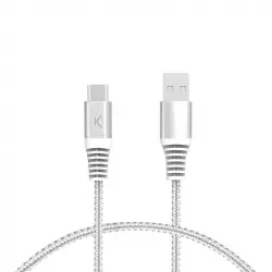 Ksix Cable de Carga Trenzado USB-A a USB-C Carga Ultra Rápida 2m Blanco