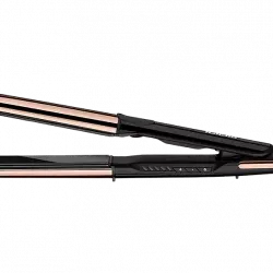 Plancha de pelo - Babyliss ST481E Pure Metal, Hasta 230º, Curler, Negro y oro rosa