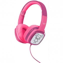 Auriculares infantiles - ISY IHP-1001-PK, De diadema, Con cable, Pegatinas, Rosa