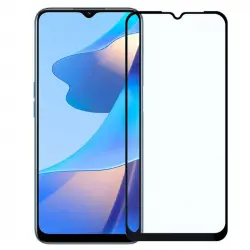 OcioDual Protector de Pantalla Cristal Templado Premium 9D con Borde decorativo Negro para Oppo A16
