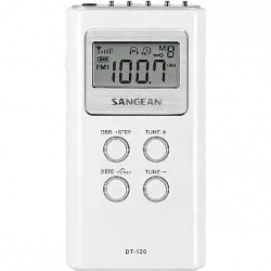 Radio portátil - Sangean DT-120, AM/FM, Pantalla LCD, Blanco