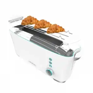 Cecotec Toast&Taste Extra W Tostador 1 Rebanada Larga, Elevación Panecillos y Descongela Blanco