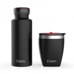 Cloen Botella de Agua Térmica con Vaso 500ml Negra