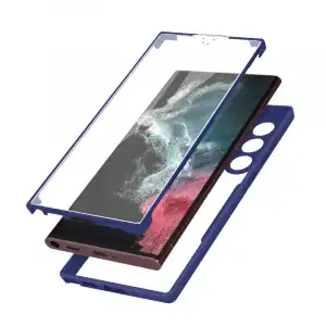 Funda Samsung S22 Ultra Trasera De Plexiglás Y Delantera De Polímero Marco Azul