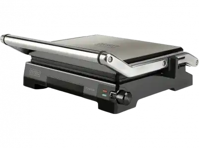 Grill - Black+Decker BXGR2200E, Potencia 2200W, Apertura 180°, Parrilla multifunción, Inox