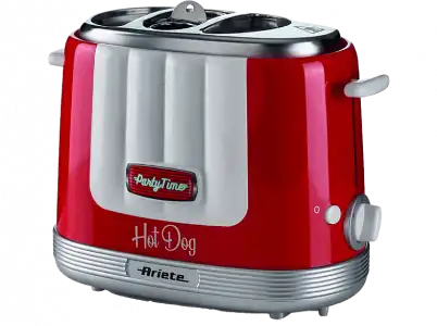 Máquina hot dogs - Ariete Hot Dog Maker Party Time, 650 W, Para 2 sándwiches y perritos calientes, Rojo