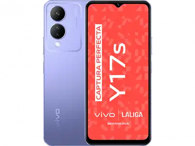 Móvil - vivo Y17s, Glitter Purple, 128 GB, 6 GB RAM, 6.56" HD+, MediaTek Helio G85, 5000 mAh, Dual SIM, Android