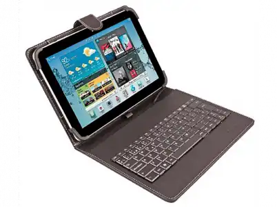 Funda con teclado - Silver HT 19160, Para tablet de hasta 10.4", microUSB, negro, función