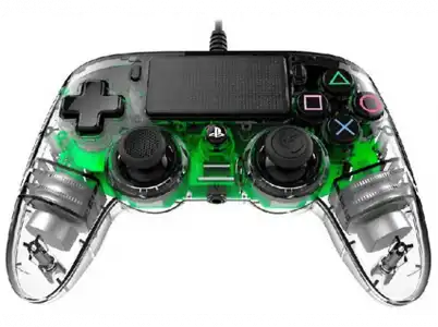 Mando - Nacon, PS4, Compact, Con cable, LED, Verde transparente