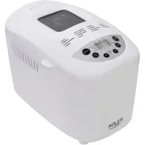 Panificadora Automática, Programable, 15 Programas Cocción, Dos Cuchillas Amasado, Temporizador Blanco 850w Adler Ad6019