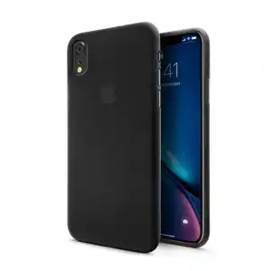 Unotec Funda Super-Slim Transparente Negra para iPhone XR