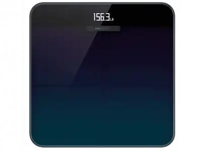 Báscula inteligente - Amazfit Smart Scale, Hasta 180 kg, LCD, Wi-Fi, Bluetooth, Vidrio, Azul