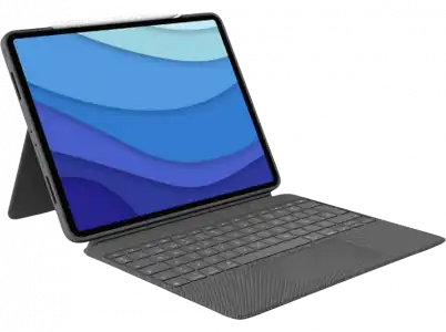 Funda con teclado - Logitech Combo Touch, Para iPad Pro 12.9 inch (5.ª gen 2021 6.ª 2022), Smart Connector, Gris