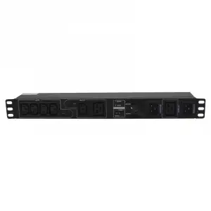 Lapara Switch Bypass de Mantenimiento y Regleta Schuko para Rack de 19" Negro