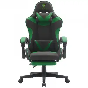 Tempest Shake Silla Gaming con Reposapiés y Masaje Negra/Verde Tela Transpirable