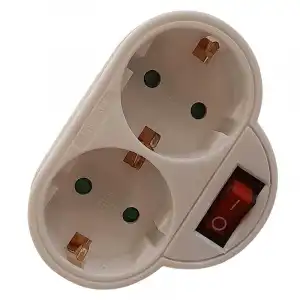 Adaptador 2 tomas frontal EUROBRIC 16a + interruptor blanco
