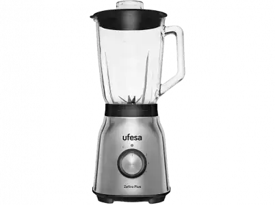 Batidora de vaso - Ufesa Zafiro Plus, 1250W, 1.5 l, 4 velocidades, 6 cuchillas acero inoxidable, Gris