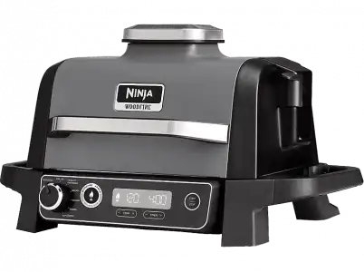 Grill - Ninja Woodfire OG701EU, 2400 W, Para exteriores, 7 funciones de cocción, Barbacoa eléctrica, Negro