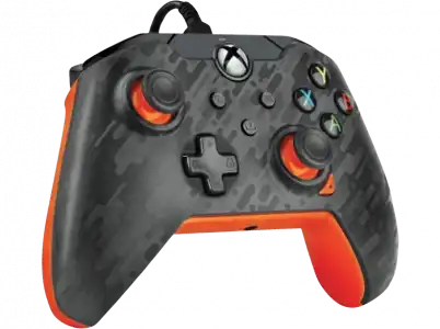 Mando - PDP Atomic Carbon Licenciado, Para Xbox Series X, Controles D-pad, Cable desmontable, Carbón / Naranja