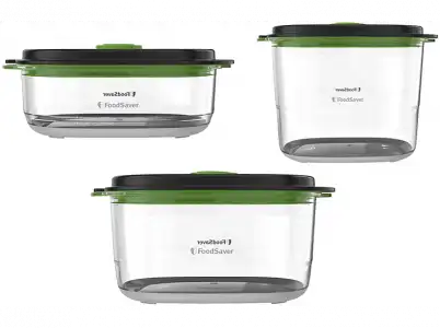 Tupper - Foodsaver FFC026X01, 0.70L + 1.20L 1.80L, Al vacío, Transparente