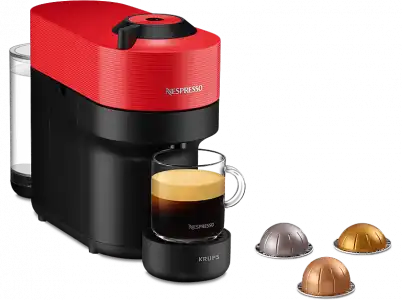 Cafetera de cápsulas - Nespresso® Krups Vertuo Pop XN920510, 1500 W, 0.56 L, Tecnología Centrifusion, Wi-Fi, Spicy Red