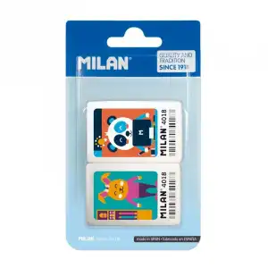 Milan 4018 Blíster 2 Gomas de Borrar con Dibujos Infantiles
