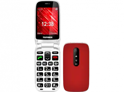 Móvil - Telefunken S445, Rojo, 32MB RAM, 2.8", 800 mAh, Teclas grandes, Botón SOS