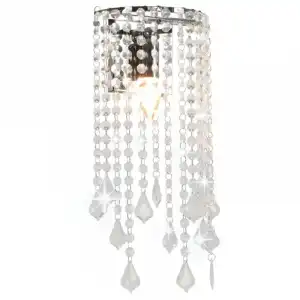 VidaXL Lámpara de Pared con Cuentas Cristal Rectangular E14 Plateado
