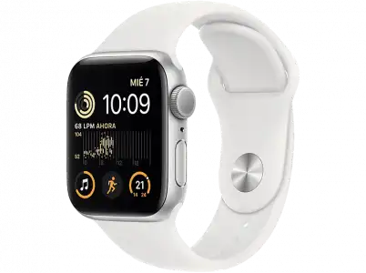 APPLE Watch SE (2022), GPS, 44 mm, Caja de aluminio, Vidrio delantero Ion-X, Correa deportiva Plata