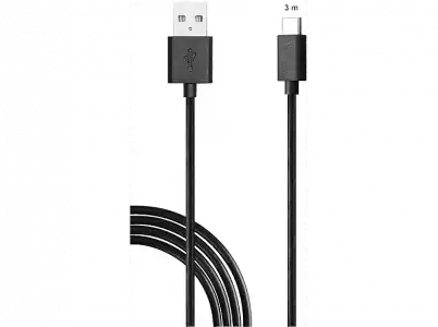 Cable - ISY IC-5006, Para Nintendo Switch, USB, USB-C, 3m, Negro