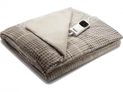 Manta eléctrica - Daga Relax Suave XL, 150 W, 6 Niveles temperatura, Tartan beige