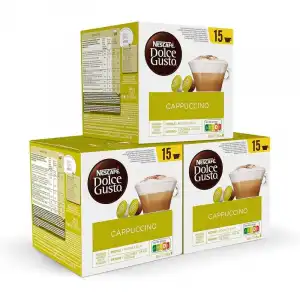 Nescafé Dolce Gusto Cappuccino Pack de 3 Cajas de 30 Cápsulas (15 de Café + 15 de Leche)