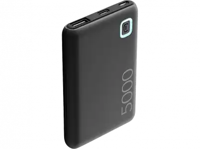 Powerbank - CellularLine PBESSENCE5000K, 5000 mAh, Universal, 12 W, USB-A / USB-C MicroUSB, Negro