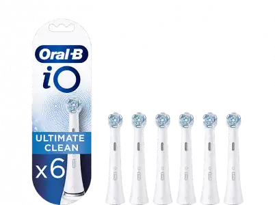 Recambio para cepillo dental - Oral-B iO Ultimate Clean, Pack De 6 Unidades, Blanco