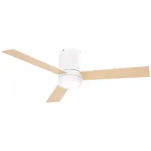 Homcom Ventilador de Techo con Luz y Mando 48W 112cm 3 Aspas Blanco/Madera