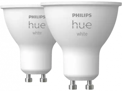 Kit bombillas Bluetooth - Philips Hue GU10, 2 Unidades, Luz Blanca Cálida, 4.3 W, Compatible Alexa/Google Home