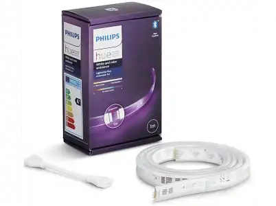 Luces LED - Philips Hue Lightstrip Plus extensión 1 metro, Tira LED, 11,5 W, Control Bluetooth, Multicolor