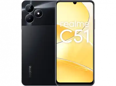 Móvil - Realme C51, Negro, 128 GB, 4 GB RAM, 6.74" HD 90Hz, Unisoc Tiger T61, Carga rápida 33W, Android