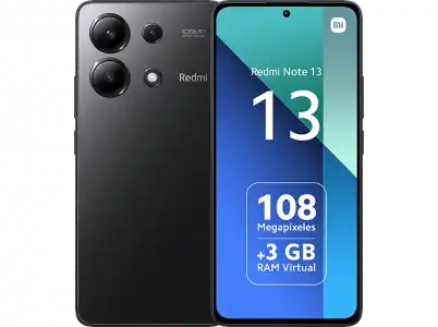 Móvil - Xiaomi Redmi Note 13, Midnight Black, 128 GB, 6 GB RAM, 6.67" AMOLED FHD+, Snapdragon 685, 5000 mAh, Android