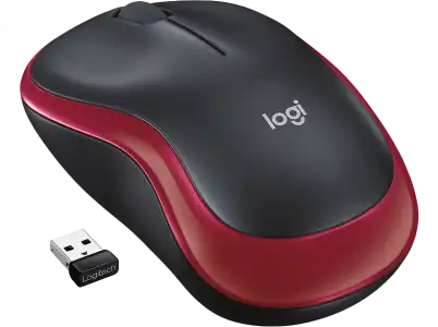 Ratón inalámbrico - Logitech M185, Nano receptor, 1000 ppp, Función scroll, 2,4GHz, Negro y Rojo