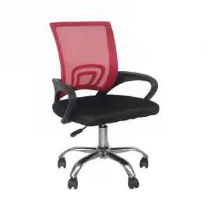 Thinia Home Classic Silla de Escritorio con Ruedas Negro/Rojo