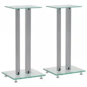 VidaXL Set de 2 Soportes para Altavoz Cristal Templado/Plata