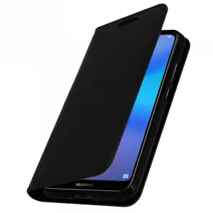 Avizar Funda de Cuero Negro con Función Soporte para Huawei P20 Lite